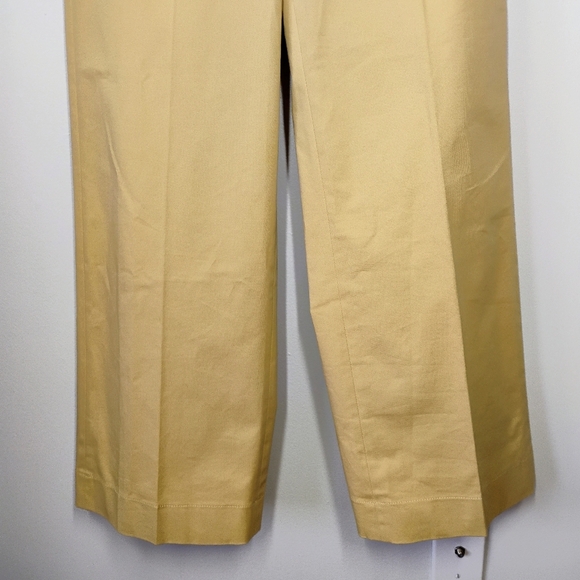 Theory Wide Leg Trouser Pants Womens 2 Khaki Beige Career Office Work Cotton - Picture 3 of 14